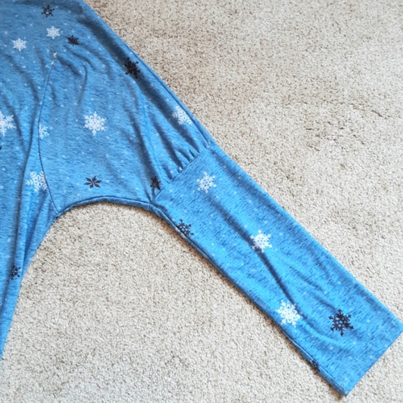 Winter Scene Trees Long Blue Tunic Long Sleeve Sz L - Picture 10 of 13